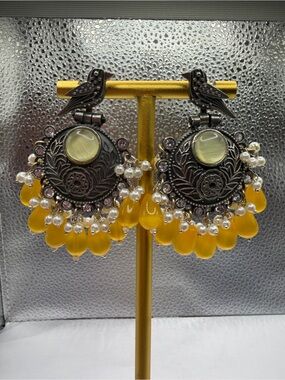 Oxidized Silver Toned Filigree Drop Earrings - Women Jewelry